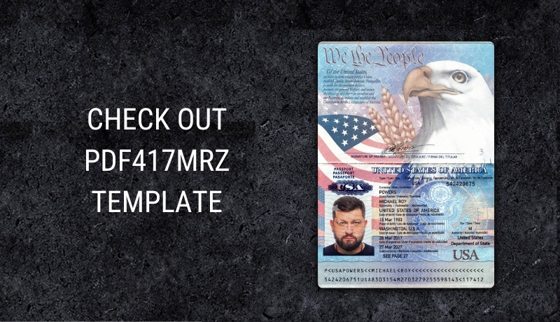 pdf417mrz USA template PSD Photoshop