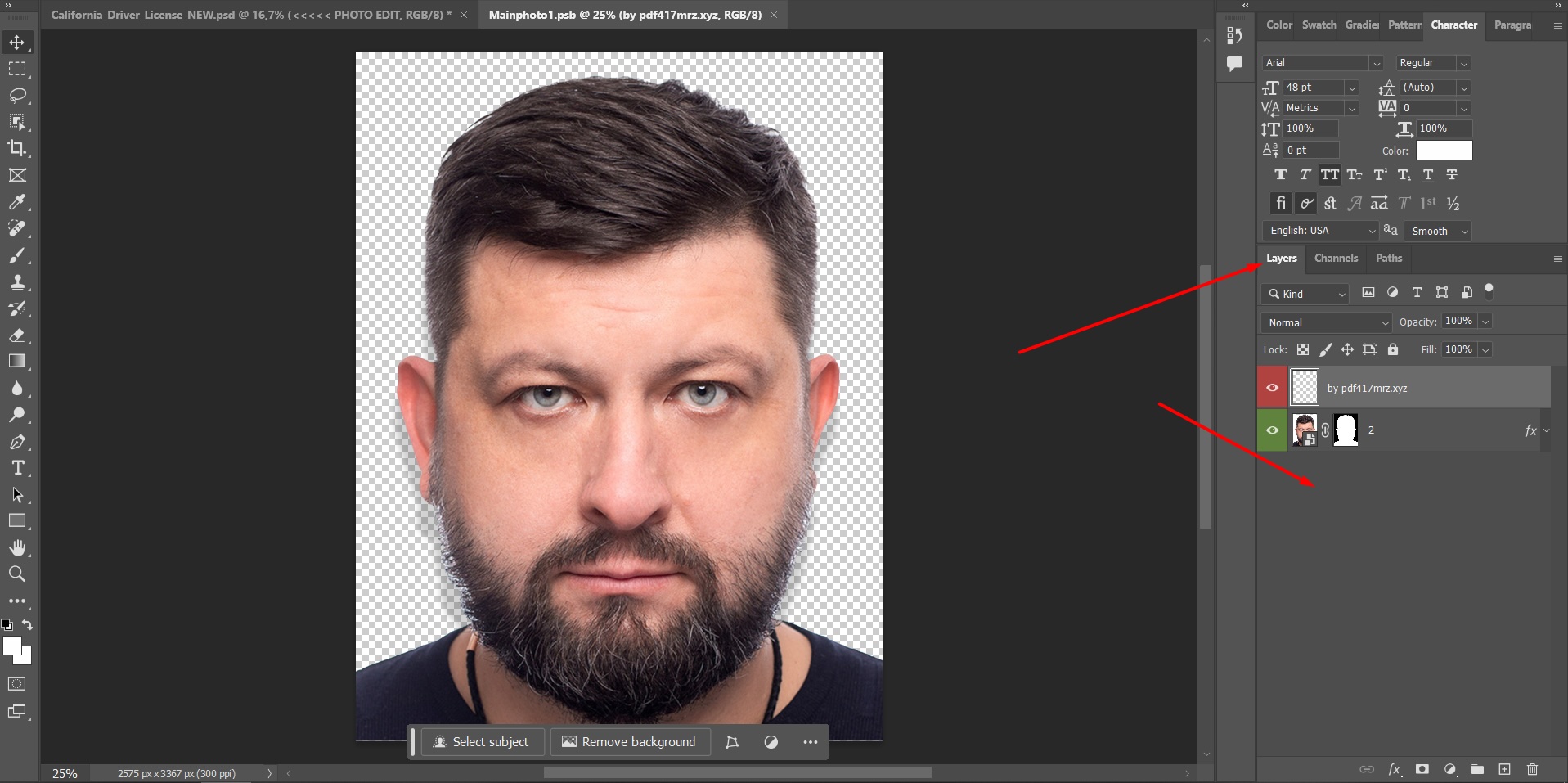 Working with layers to change photo in USA ID Template