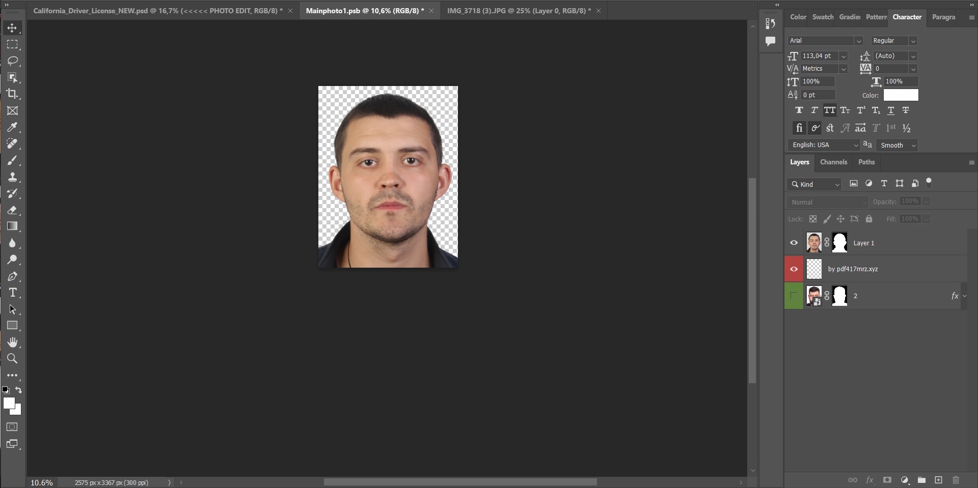 The changed photo in the PSD ID card