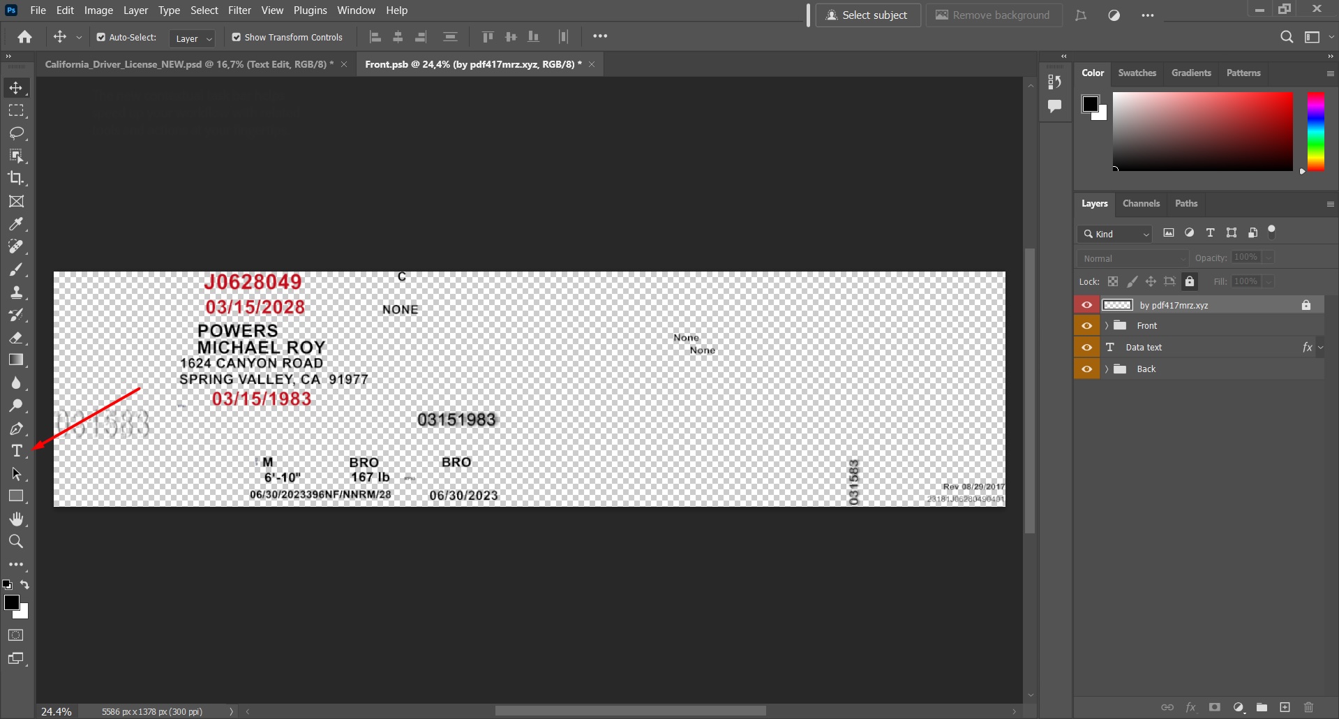 Change text in the ID Template in Photoshop