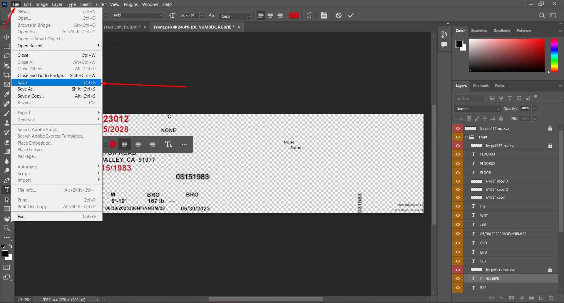 Saving psd template in photoshop