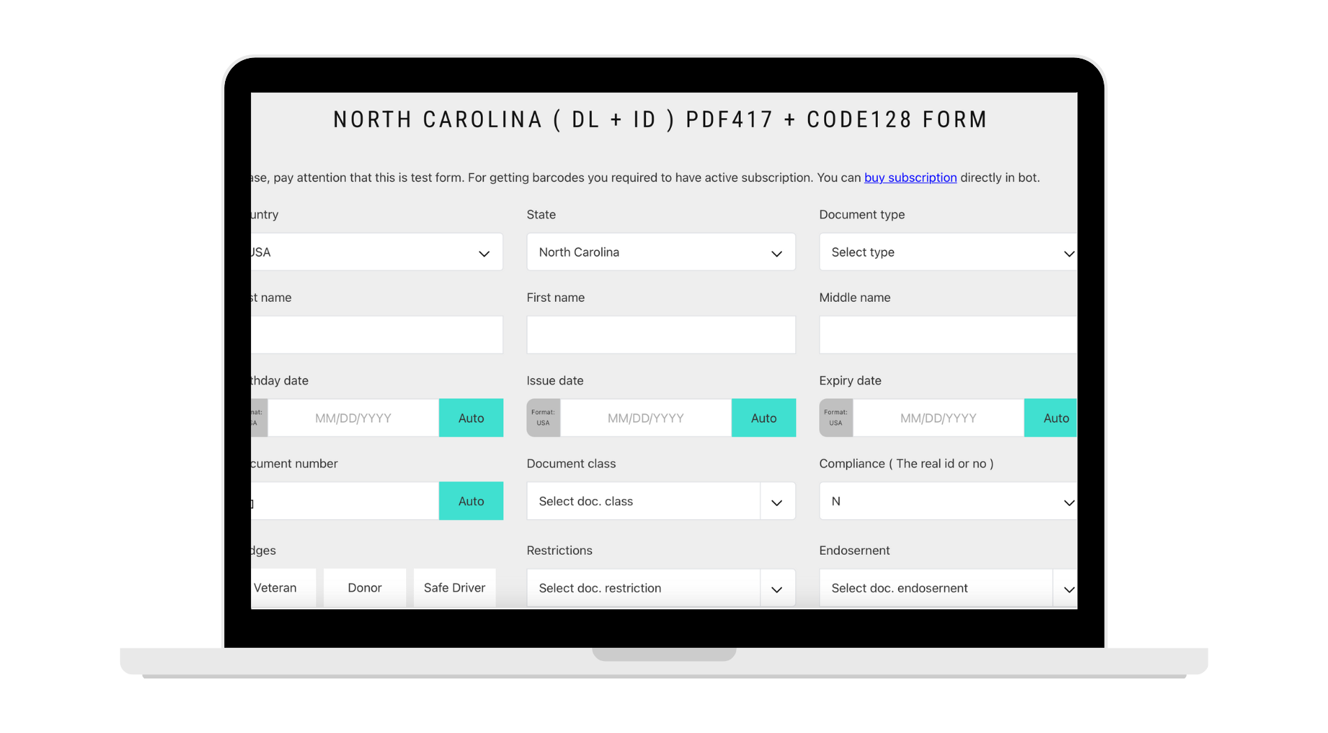 PC with opened PDF417MRZ