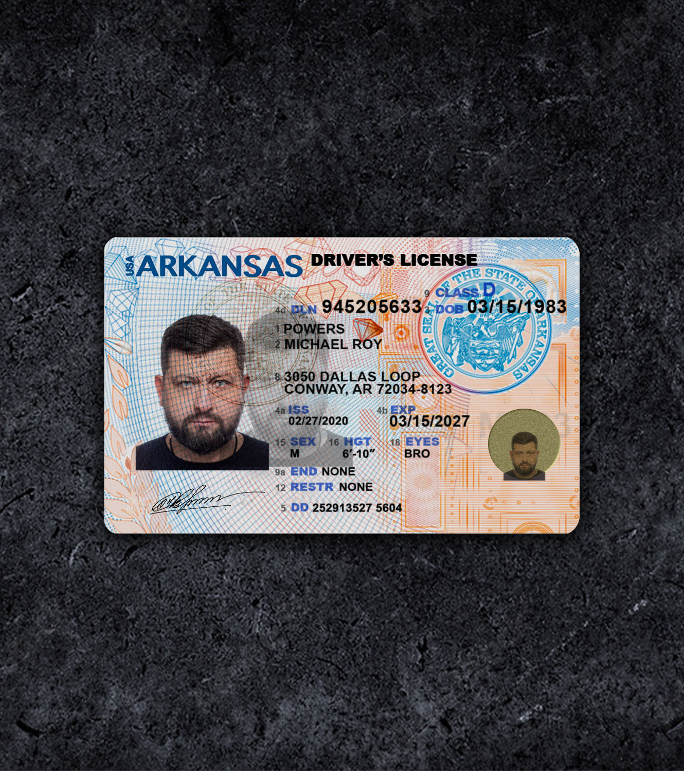 Arkansas AR Driver License PSD Template - 2018