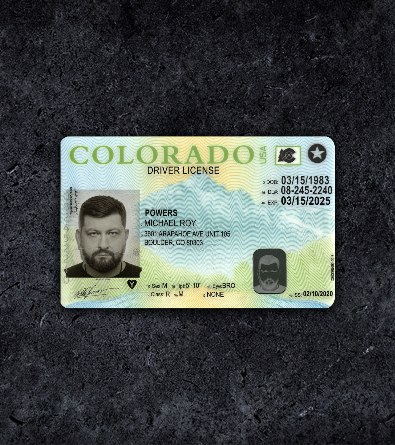 Colorado Driver License PSD Template - 2015