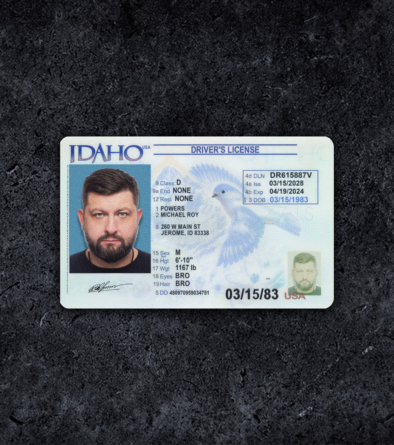 Idaho Driver License PSD Template - 2023