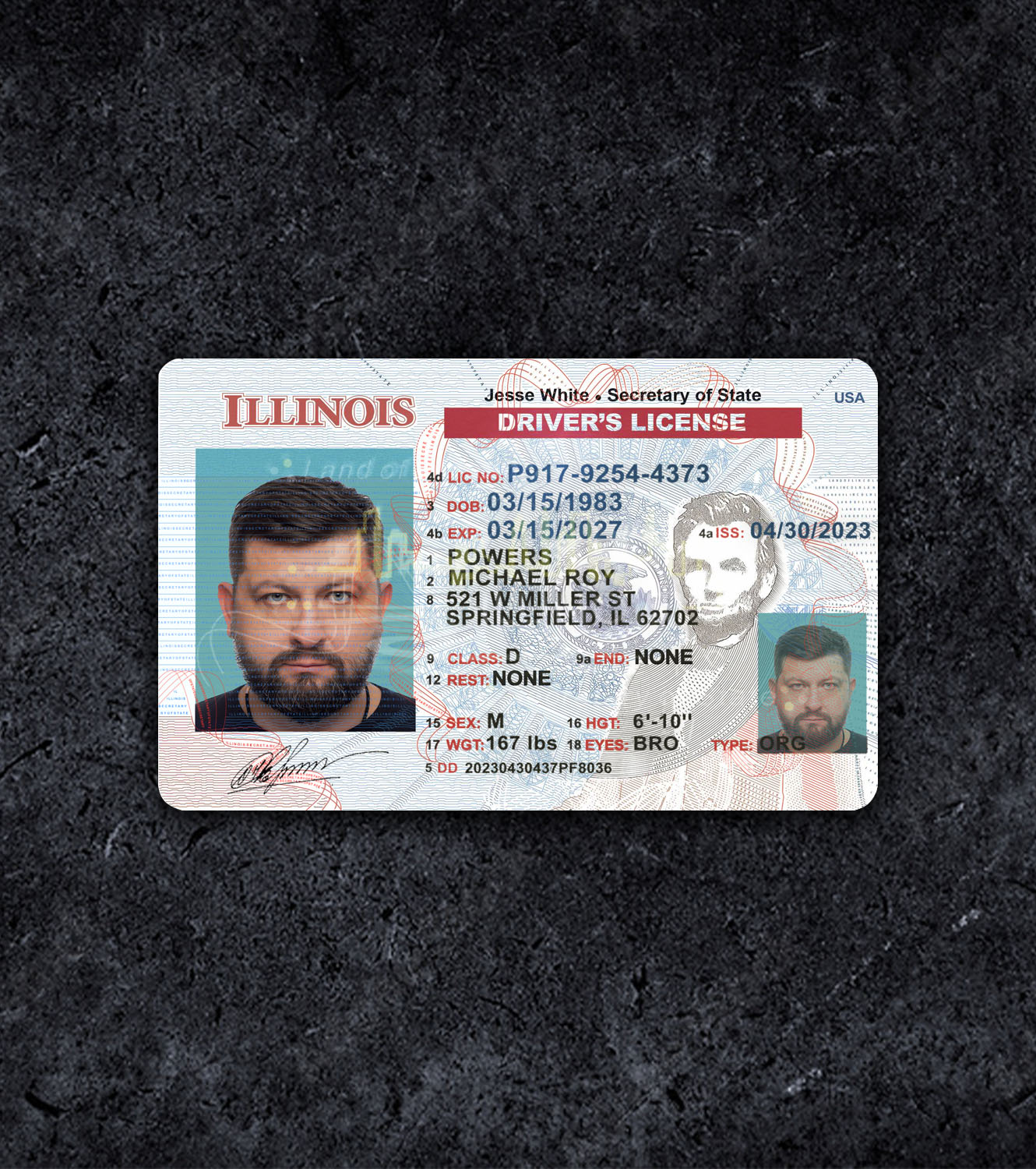 Illinois Driver License PSD Template - 2015