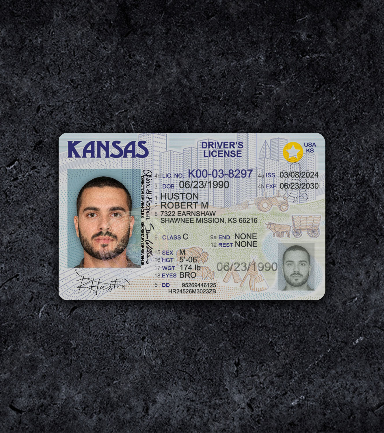 Kansas KS Driver License PSD Template - 2017