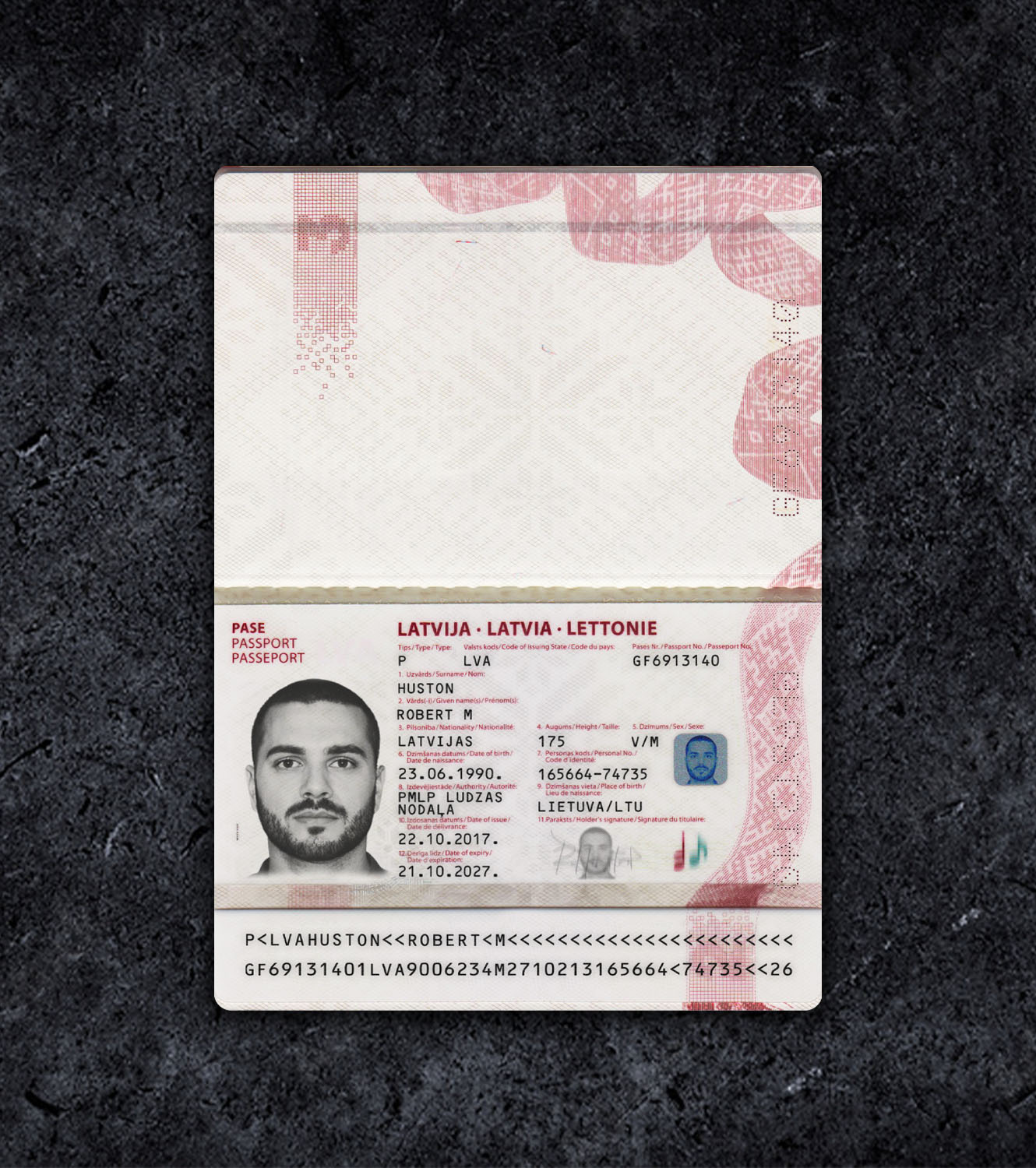 Latvia LVA Passport PSD Template - 2015