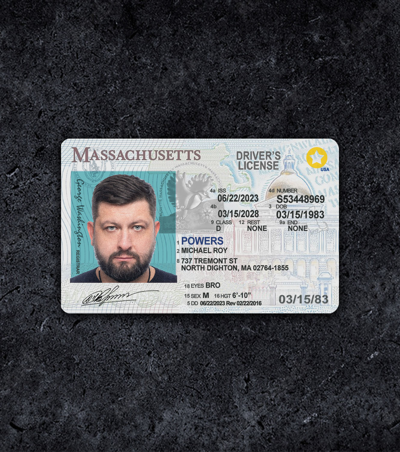 Massachusetts MA Driver License PSD Template - 2016