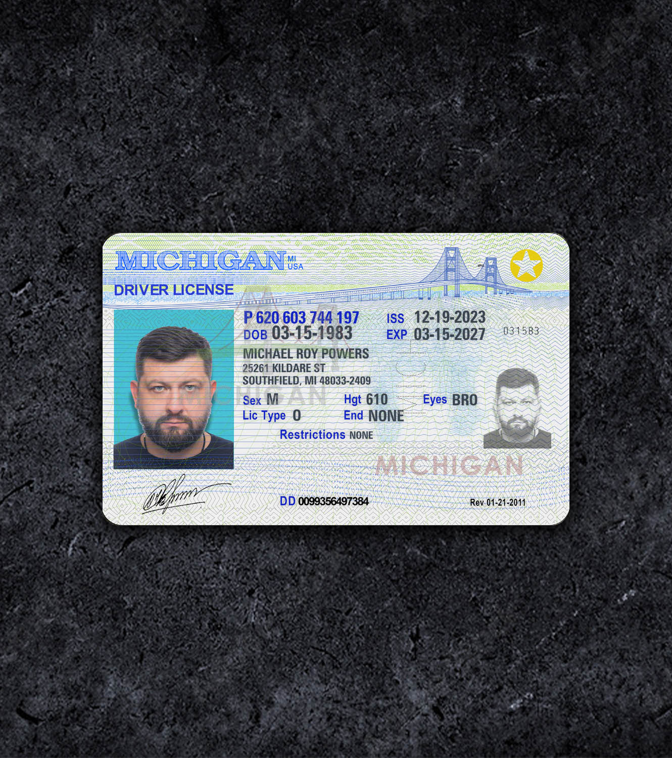 Michigan Driver License PSD Template - 2011