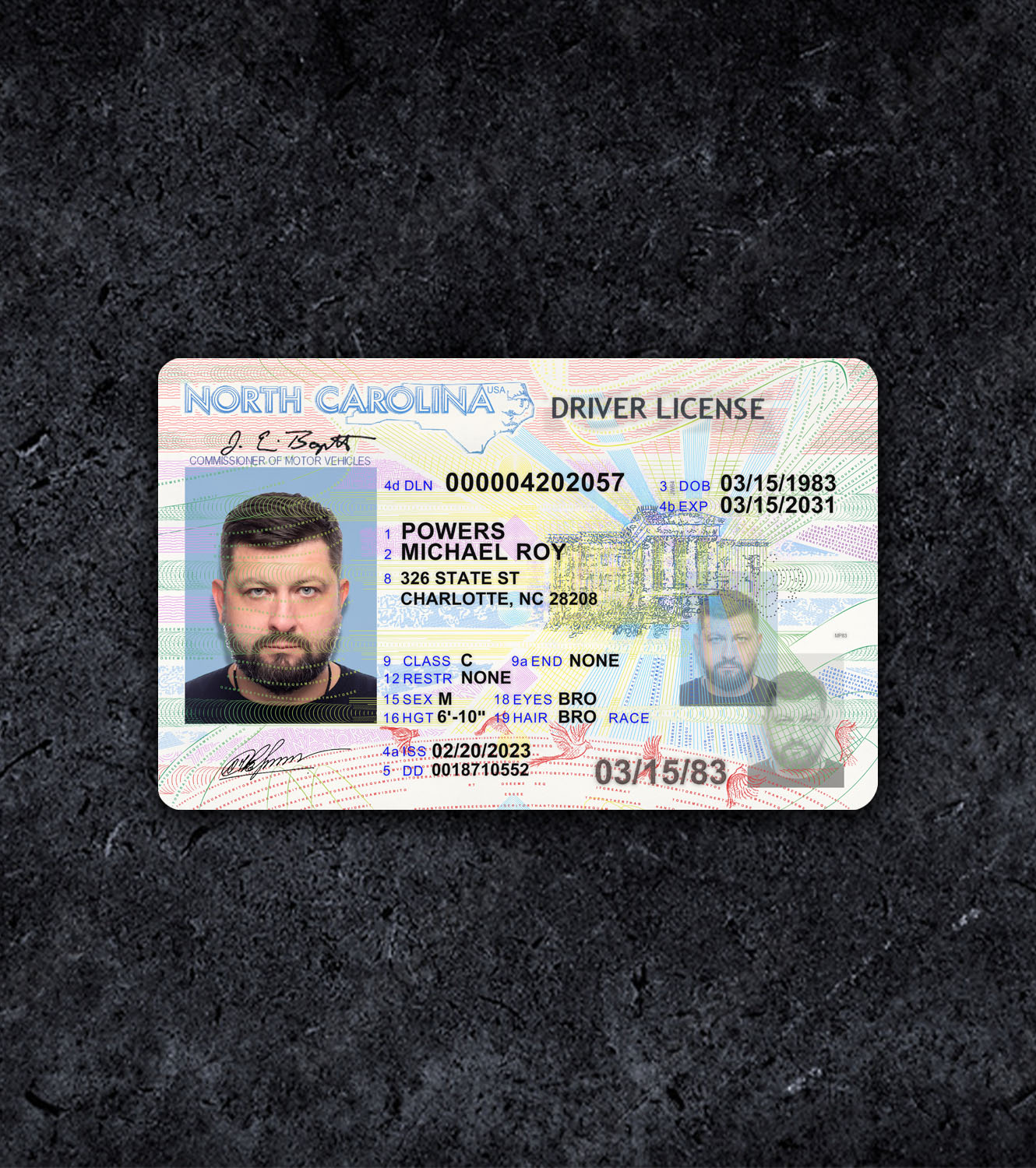 North Carolina NC Driver License PSD Template - 2014