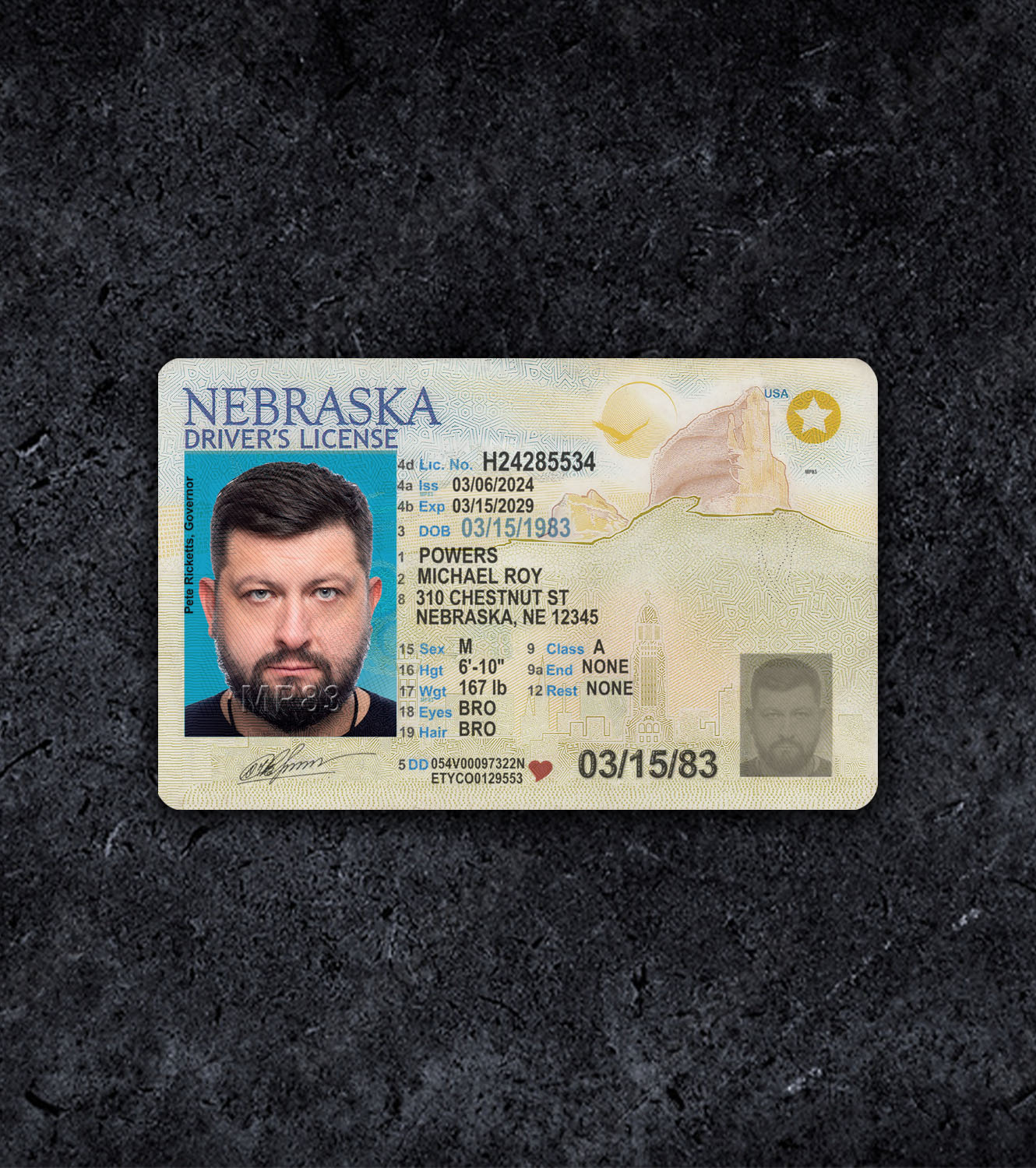 Nebraska Driver License PSD Template - 2021