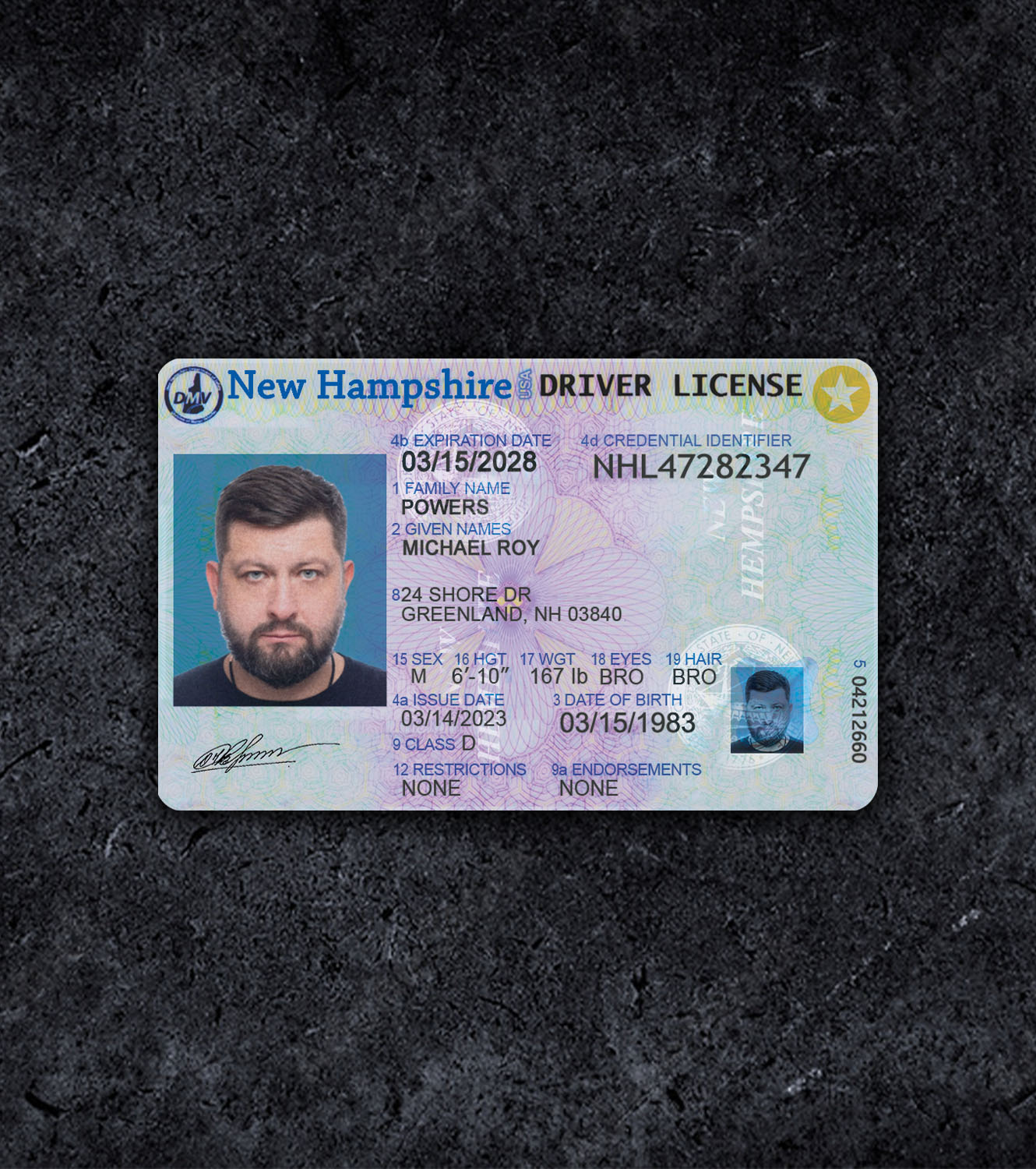 New Hampshire NH Driver License PSD Template - 2016