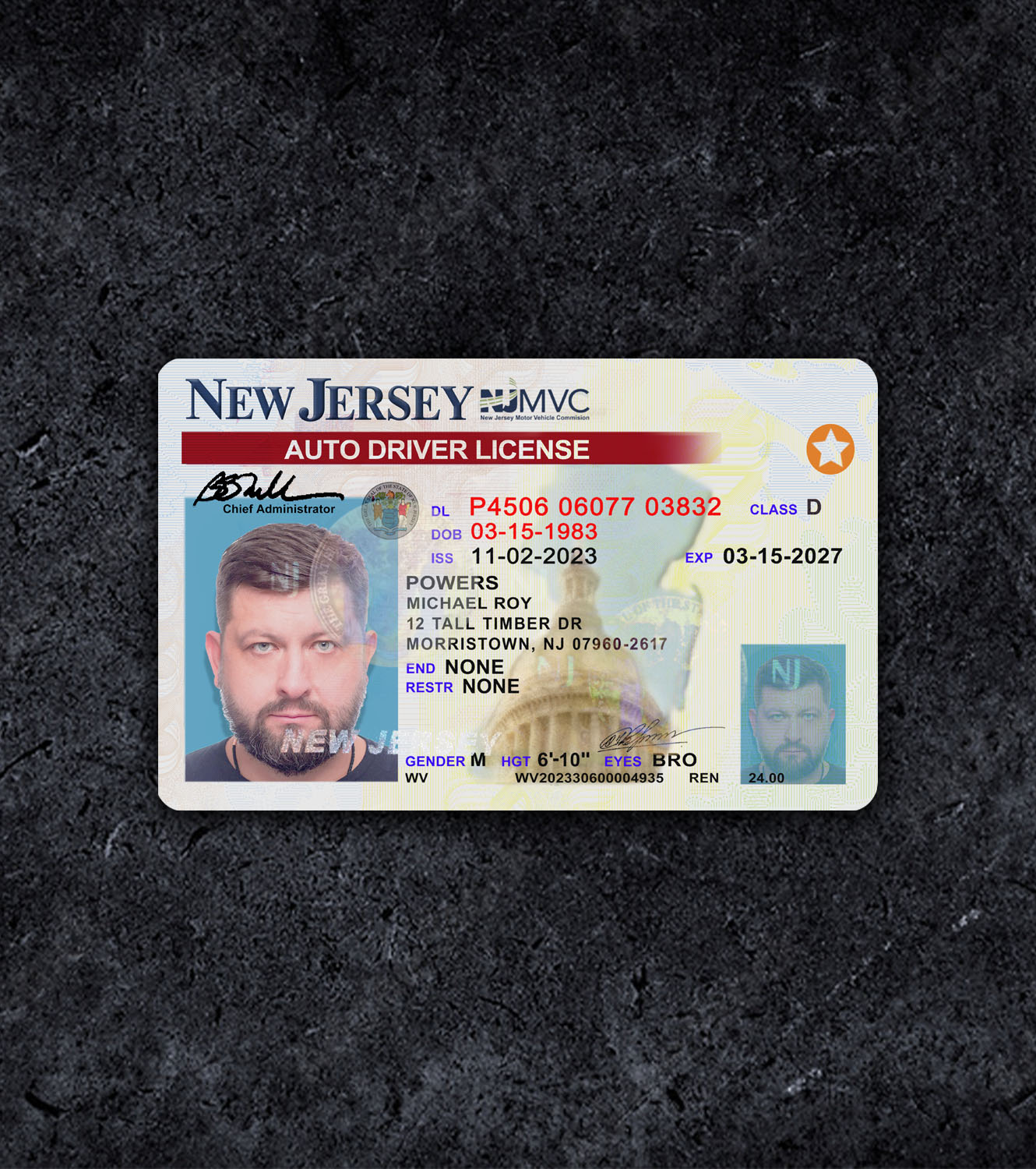 New Jersey NJ Driver License PSD Template - 2020