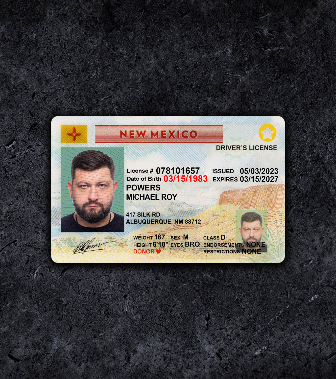 New Mexico NM Driver License PSD Template - 2020