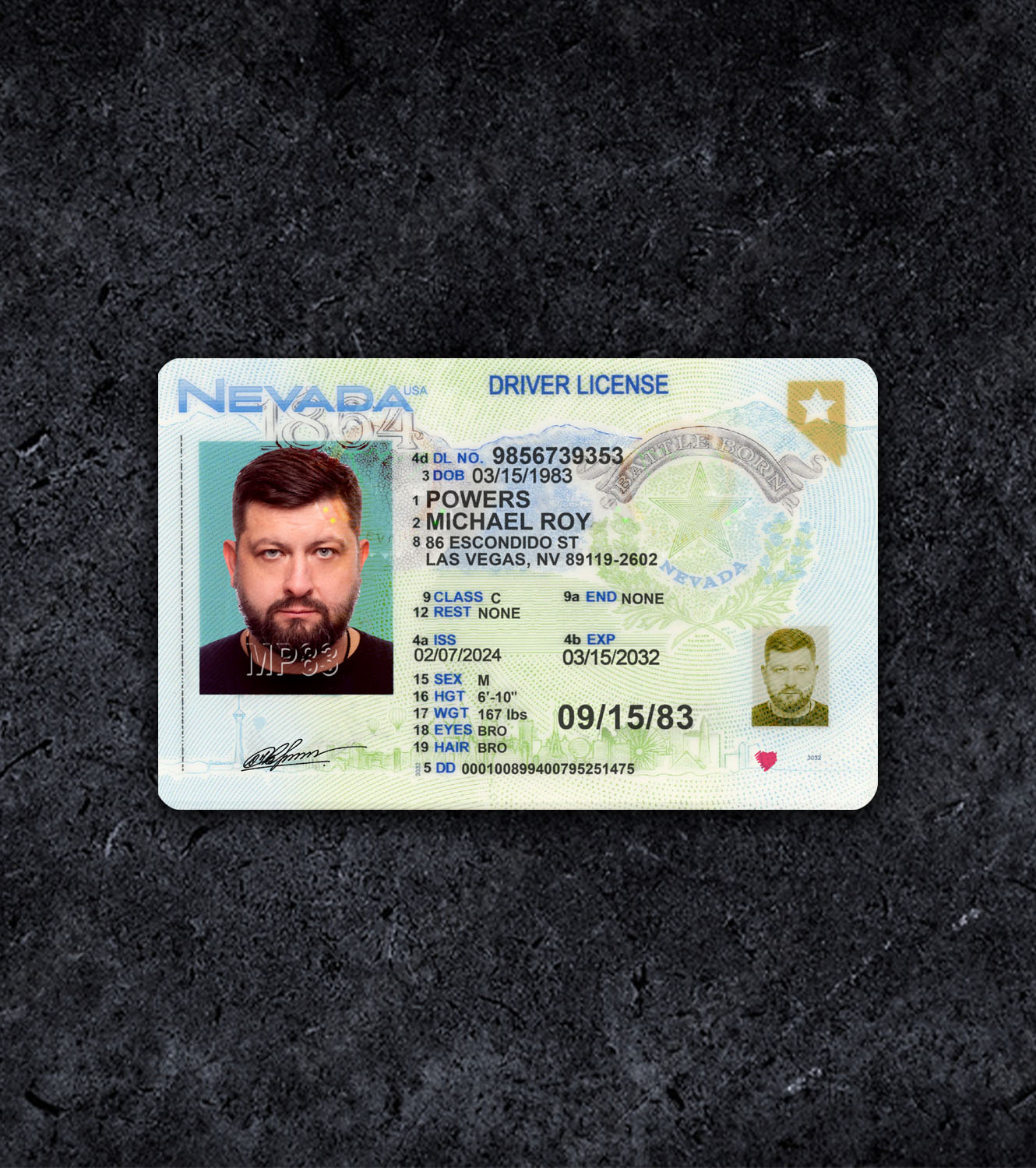 Nevada NV Driver License PSD Template - 2021