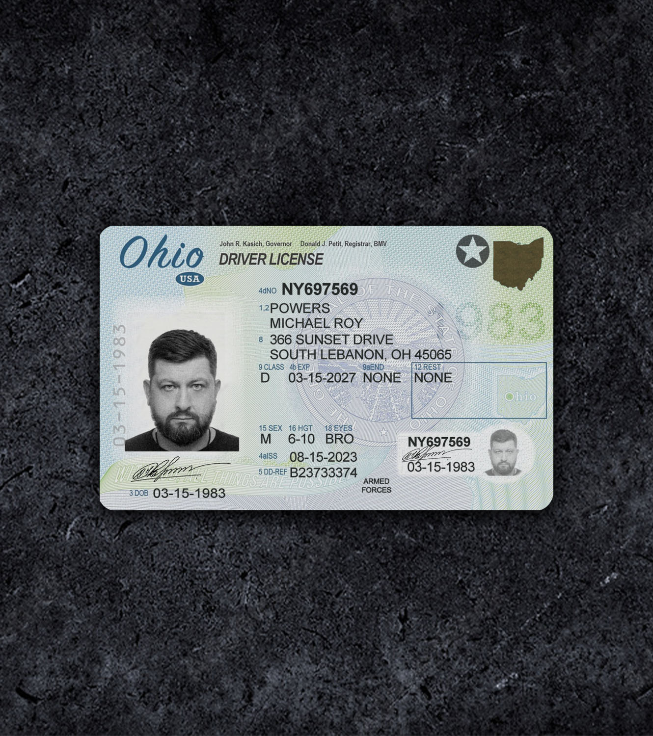 Ohio Driver License PSD Template - 2018