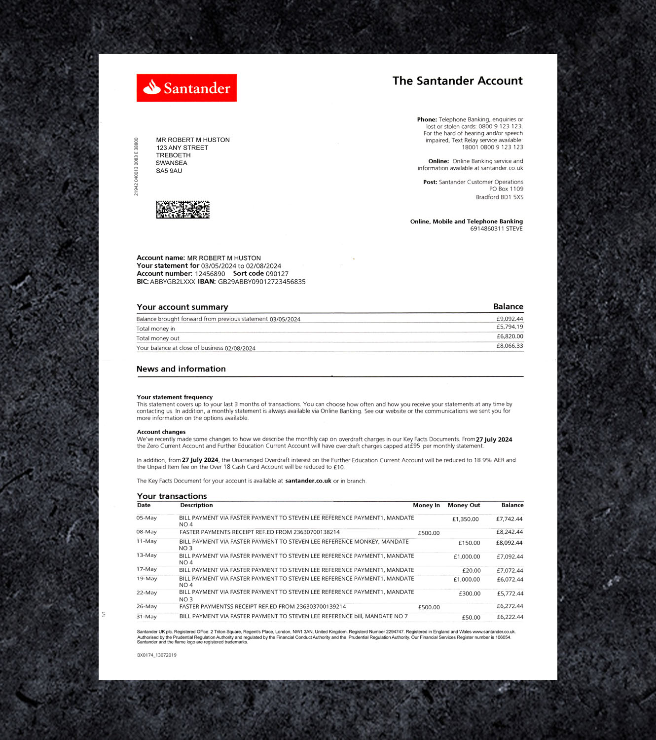 Santander Statement PSD Template - 2022