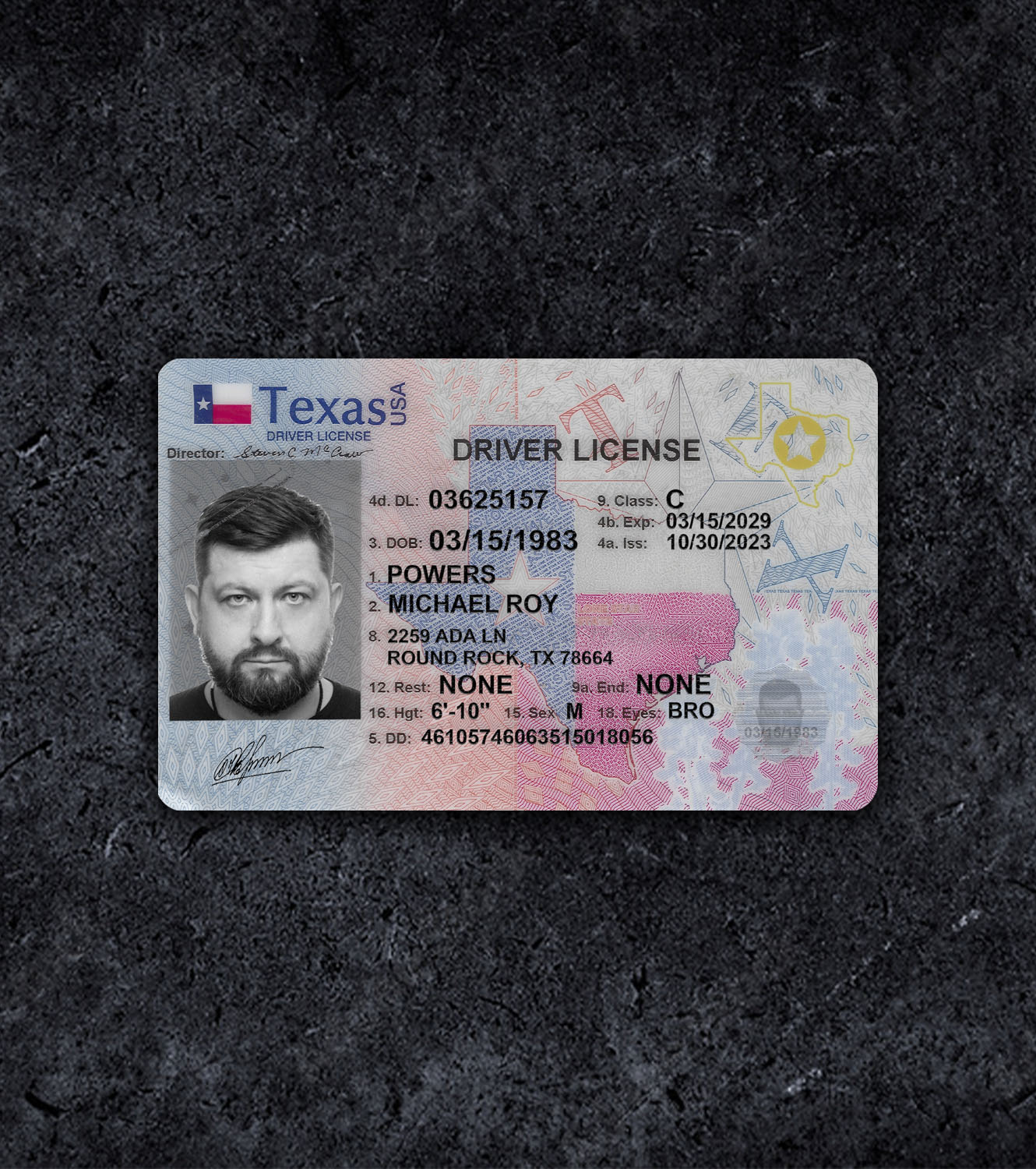 Texas TX Driver License PSD Template - 2021