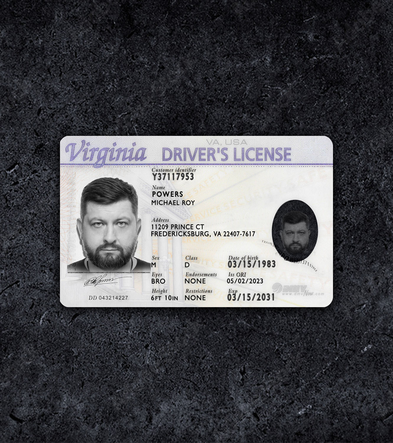 Virginia Driver License PSD Template - 2008